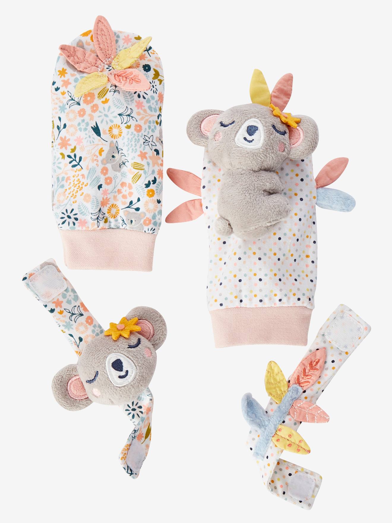 Vertbaudet Babyrassel-Set aus Armband und Socken, Koala - mehrfarbig