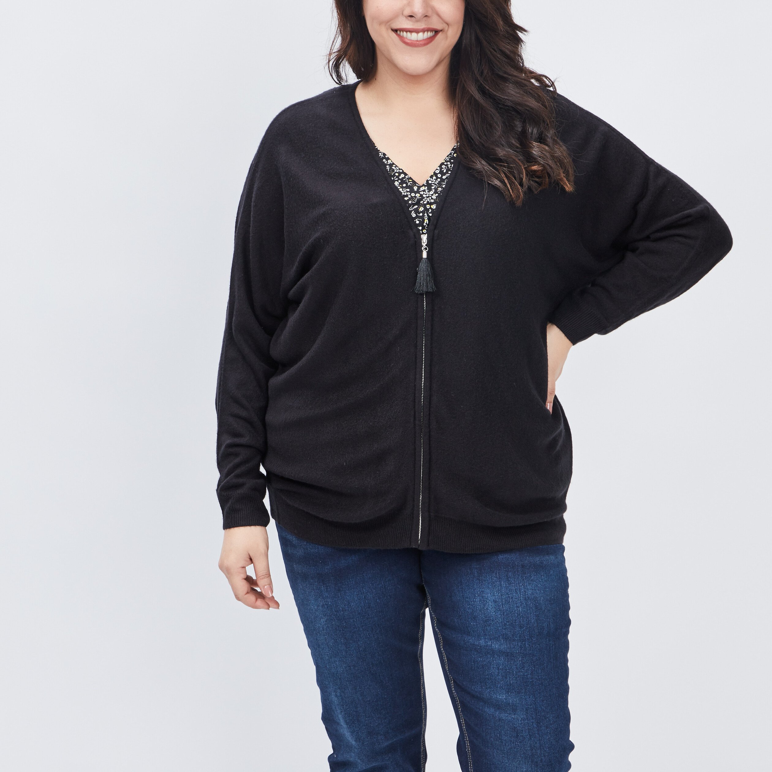 Gilet zippé grande taille noir femme grande taille | La Halle