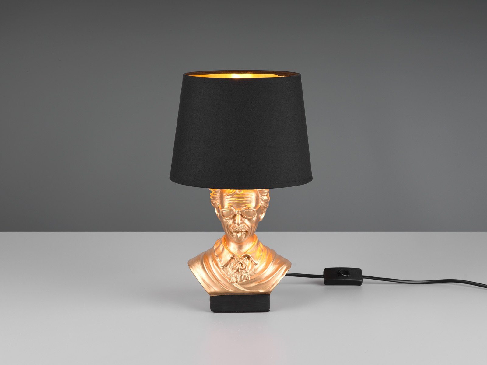meineWunschleuchte LED Nachttischlampe, Dimmfunktion, LED wechselbar, Warmweiß, coole ausgefallene Designer-lampe für Fensterbank Schwarz Gold, H 36cm
