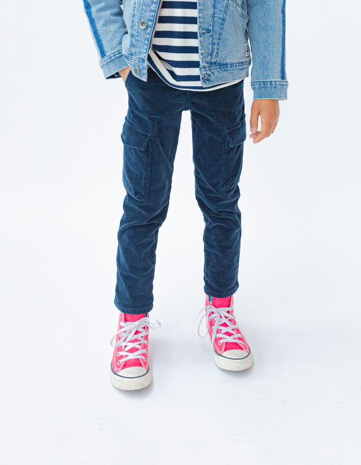 Pantalon BATTLE marine en velours garçon
