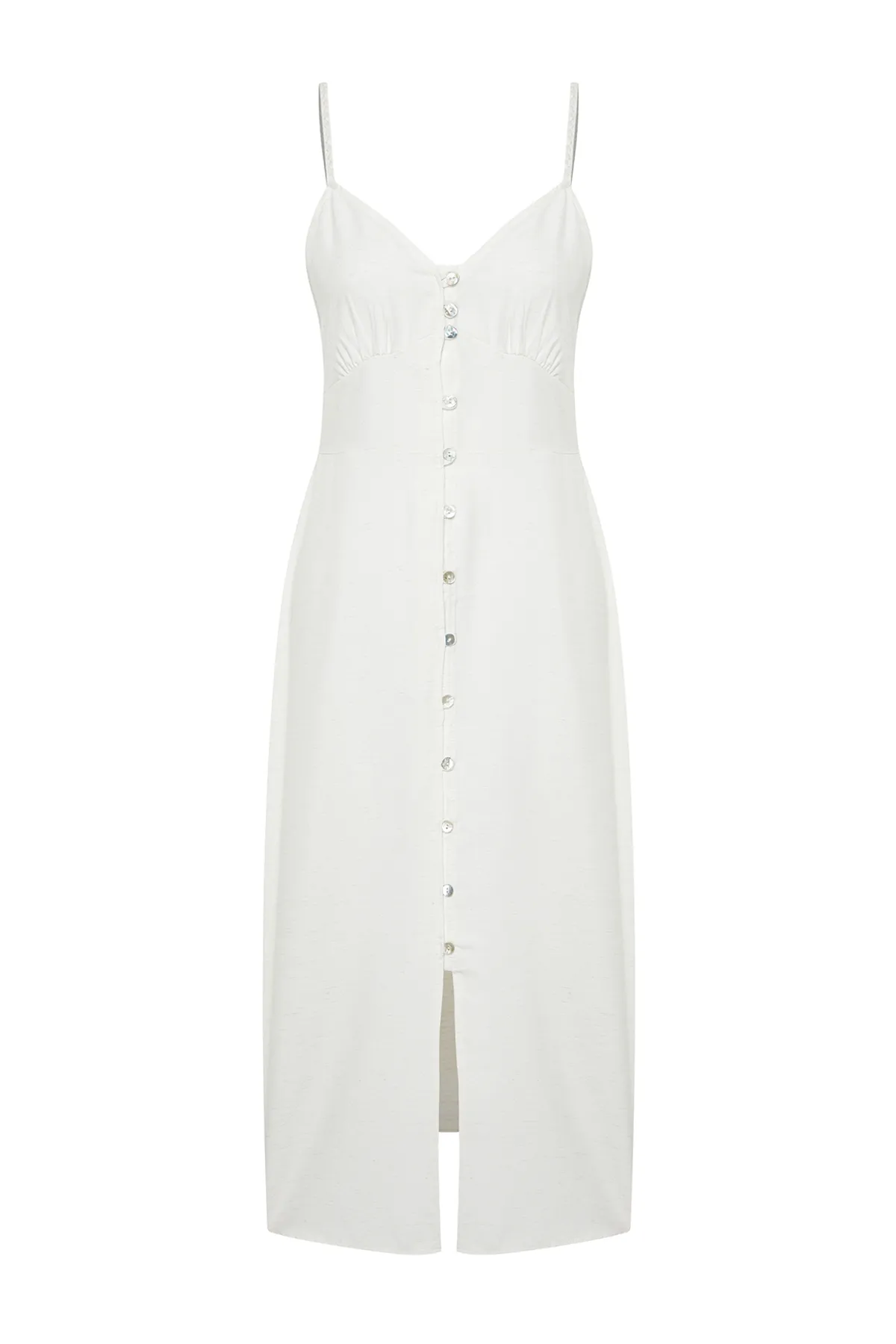 Trendyol Collection  Ecrufarbenes gewebtes Midi-Strandkleid TBESS24EL00153