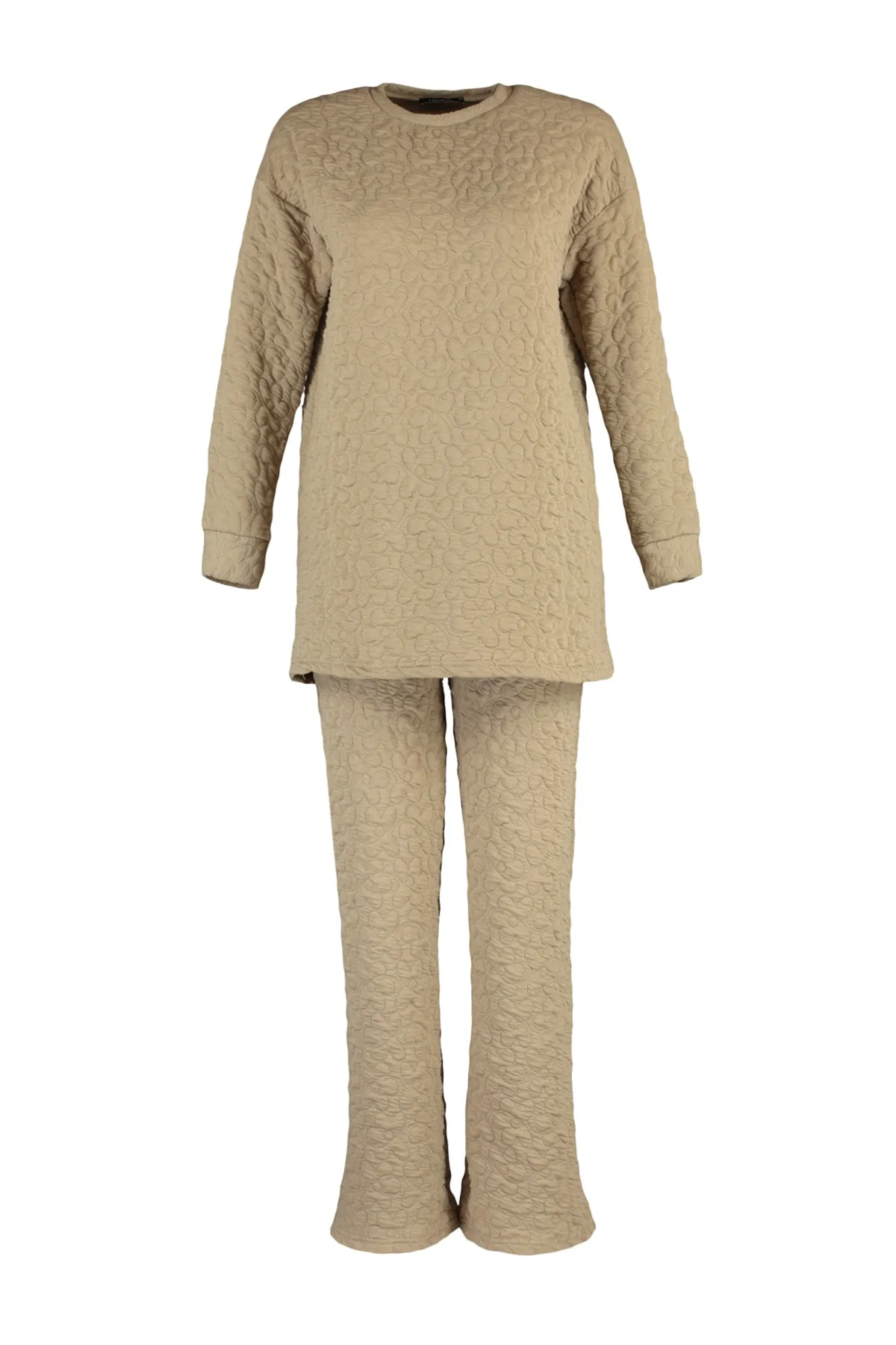 Trendyol Modest  Nerzfarbenes, gestepptes Tunika-Hosen-Strickset TCTAW23US00200