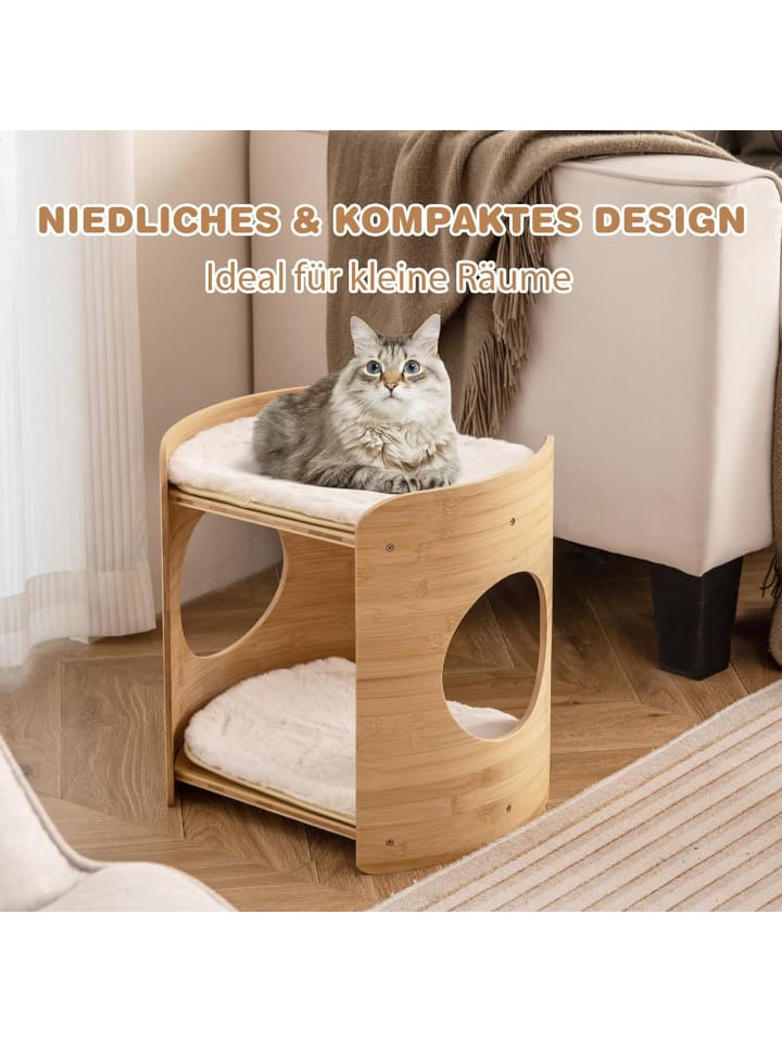 COSTWAY Katzenbett 2 Etagen Bambus 40x33x41cm in Beige günstig kaufen onesize
