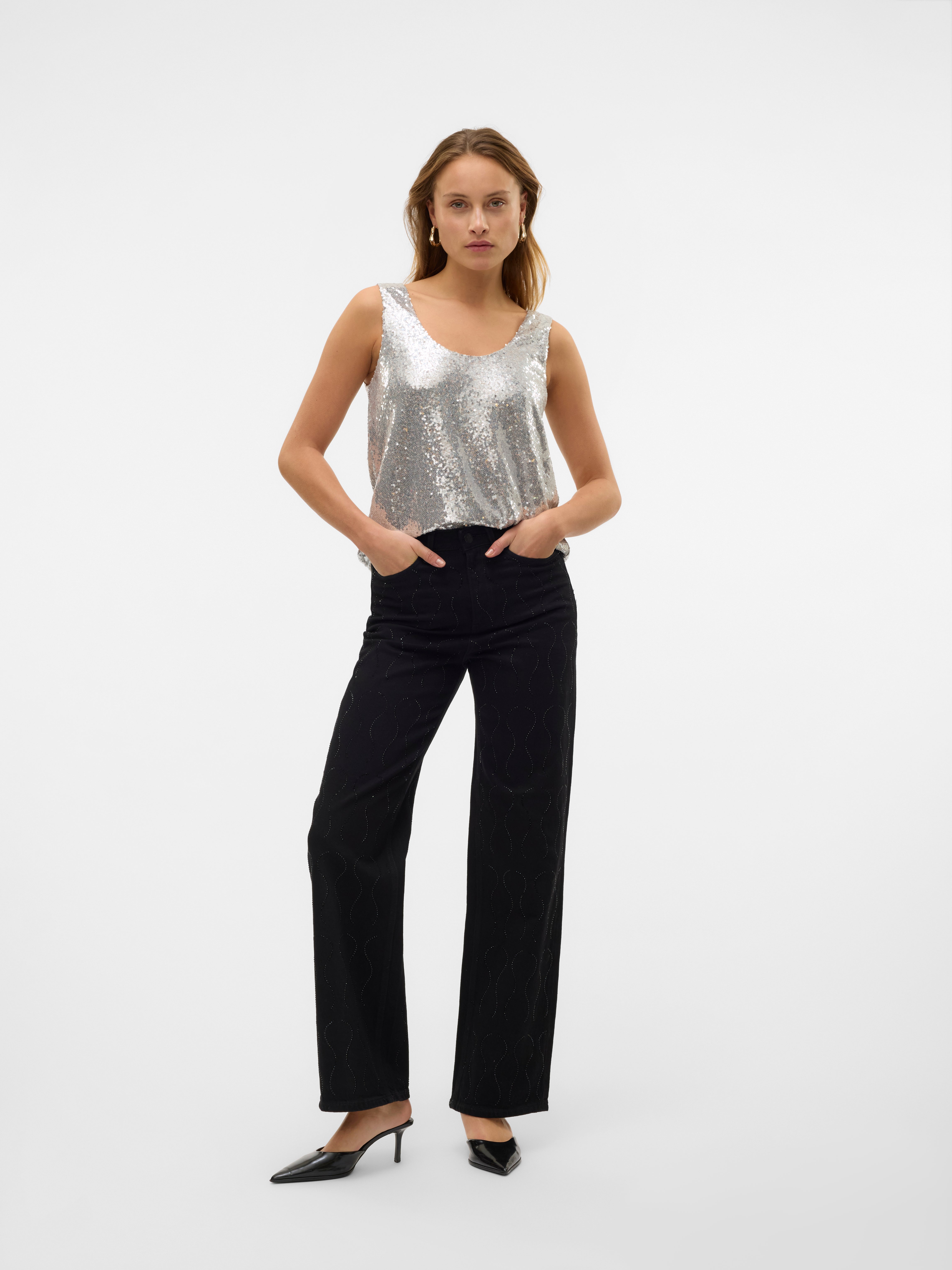 VMTESSA Hohe Taille Weiter Beinschnitt Jeans