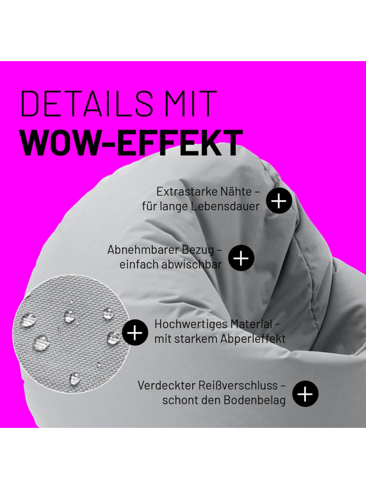 Lumaland LUMALAND Sitzsack Drops (300 L) - In- & outdoor - Silbergrau günstig kaufen onesize