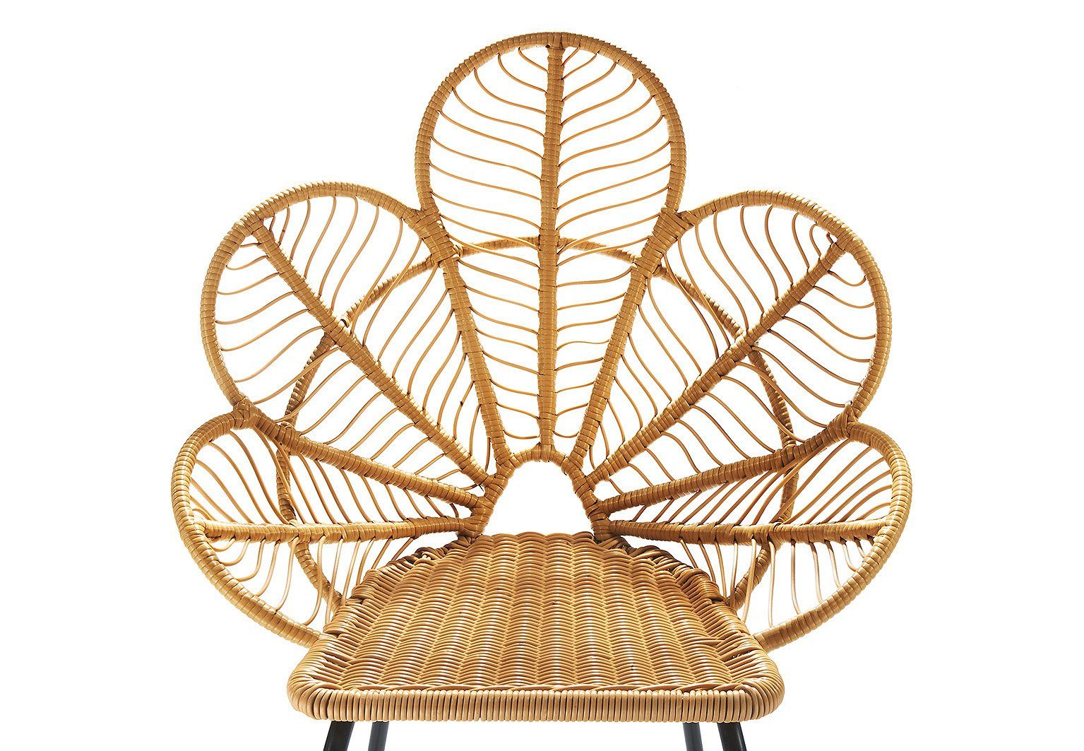 Kobolo 4-Fußstuhl Gartenstuhl BOHEME in Blütenoptik inkl. Kissen braun (aus Polyrattan, 1 St)