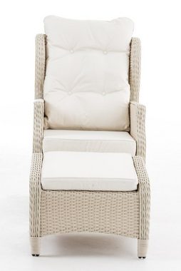 CLP Gartensessel Breno, Polyrattan, verstellbar, Fußhocker, Outdoor
