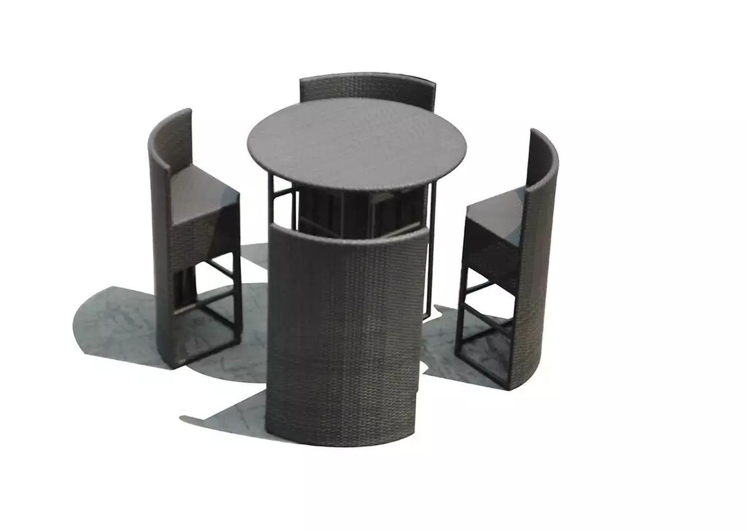 PureHaven Gartenbar-Set Bar-Set 100x110 cm wetterbeständiges Polyrattan, (5-tlg)