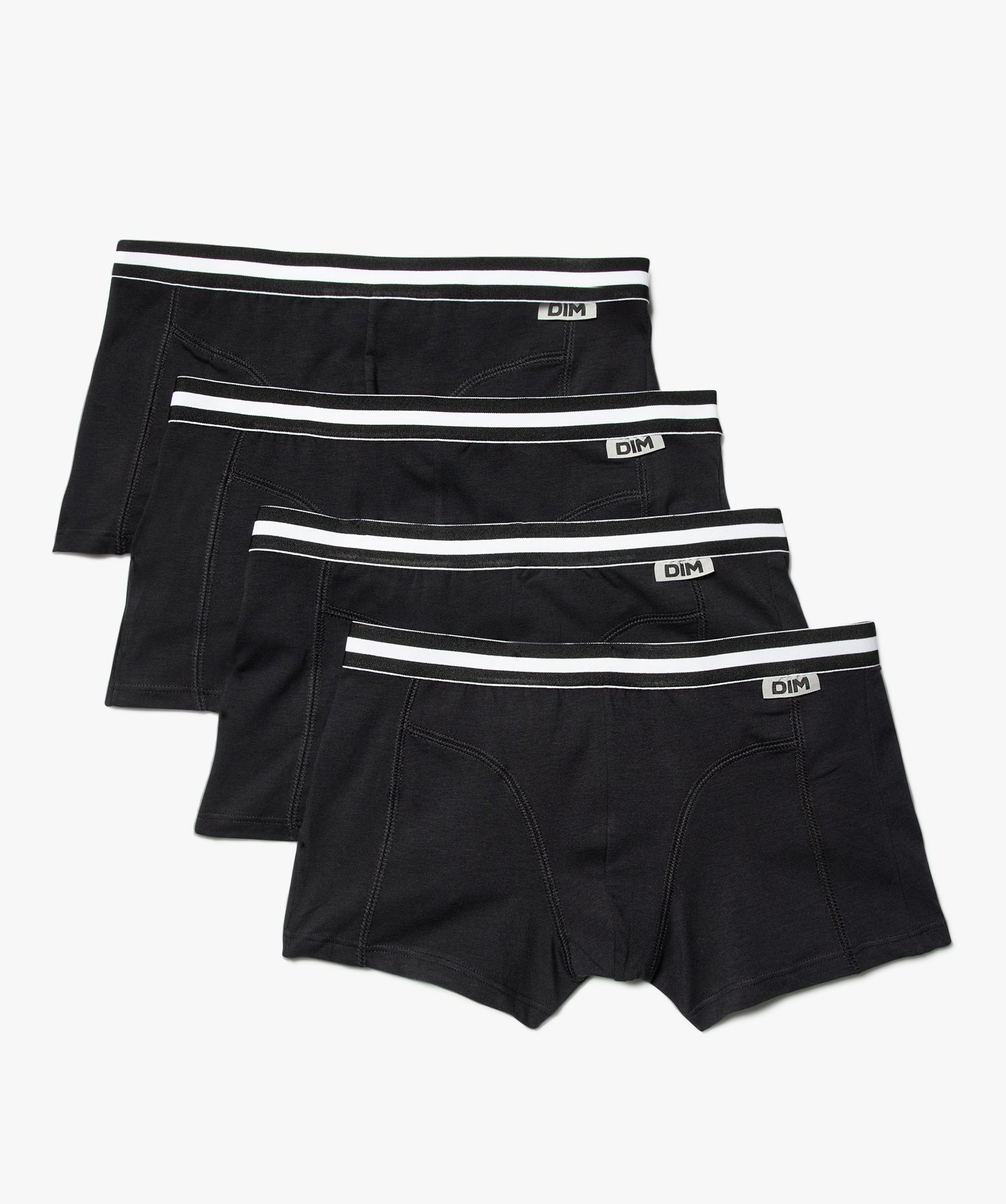 Boxers homme en coton stretch uni (lot de 4) - Dim noir | GEMO