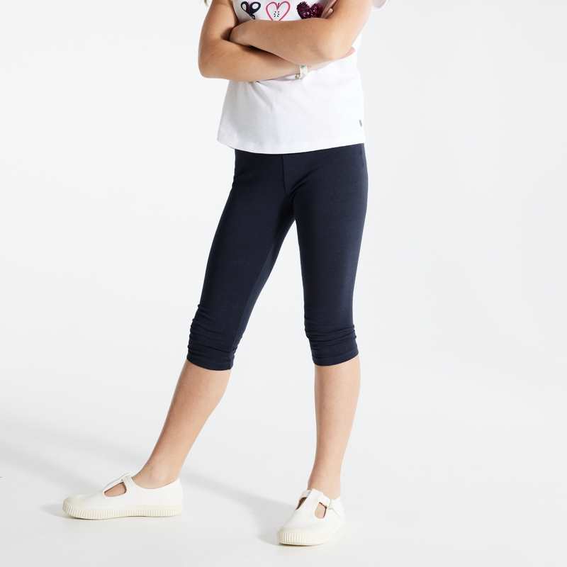 Legging court en jersey bleu fille