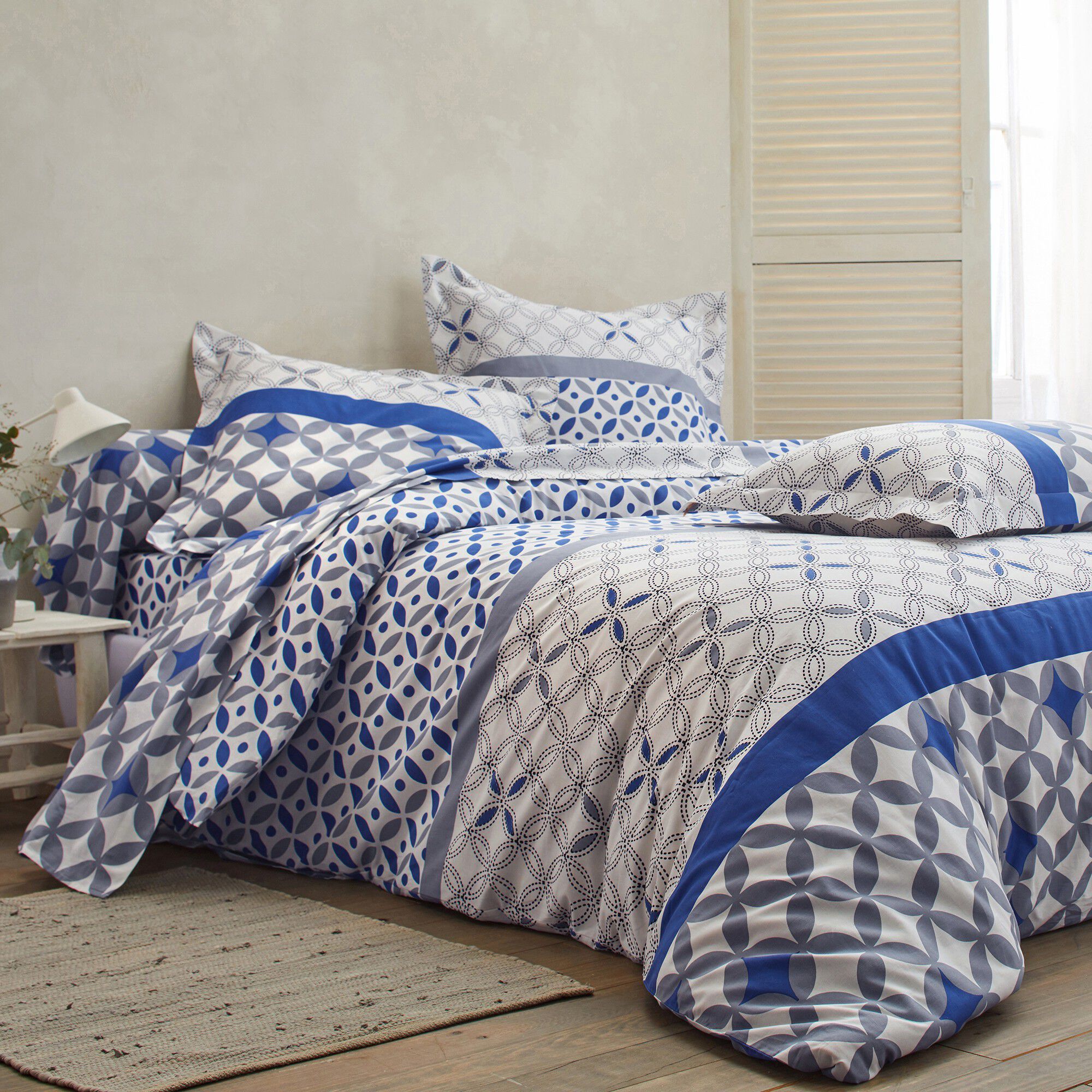 Linge de lit Marlow en coton à motifs géométriques