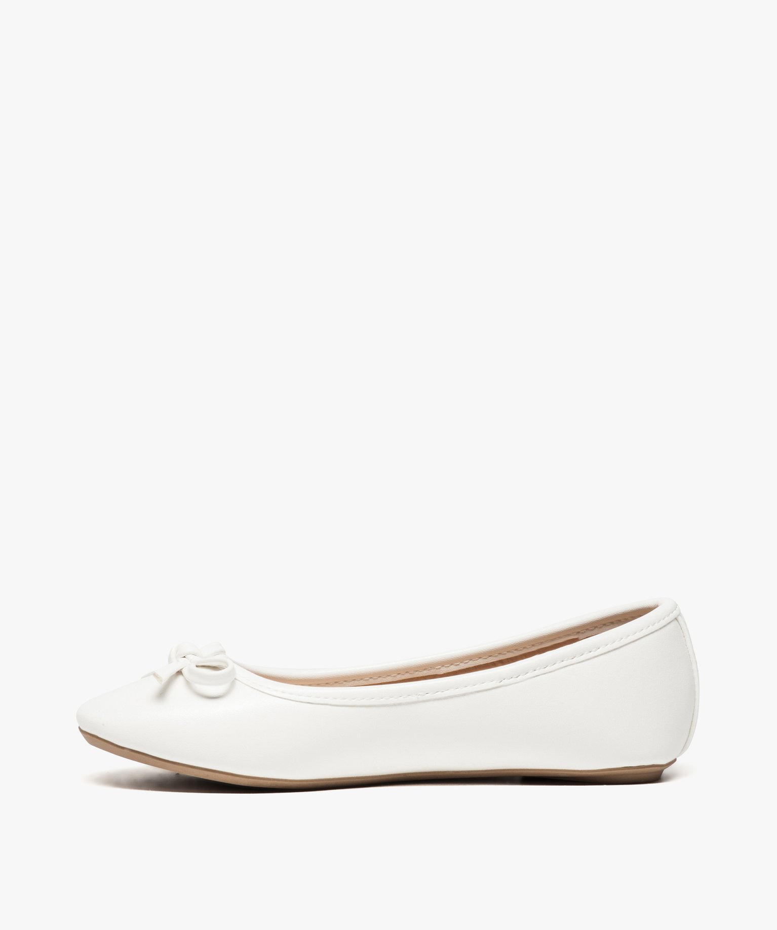 Ballerines fille unies à n?ud décoratif blanc | GEMO