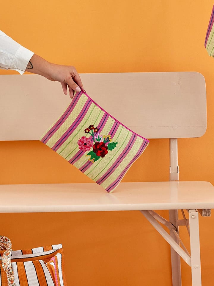Rice Clutch in Lila/ Gelb - (B)28 x (H)20 cm günstig kaufen onesize