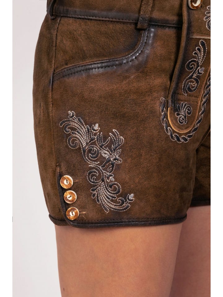 Edelnice Lederhose in dunkelbraun günstig kaufen
