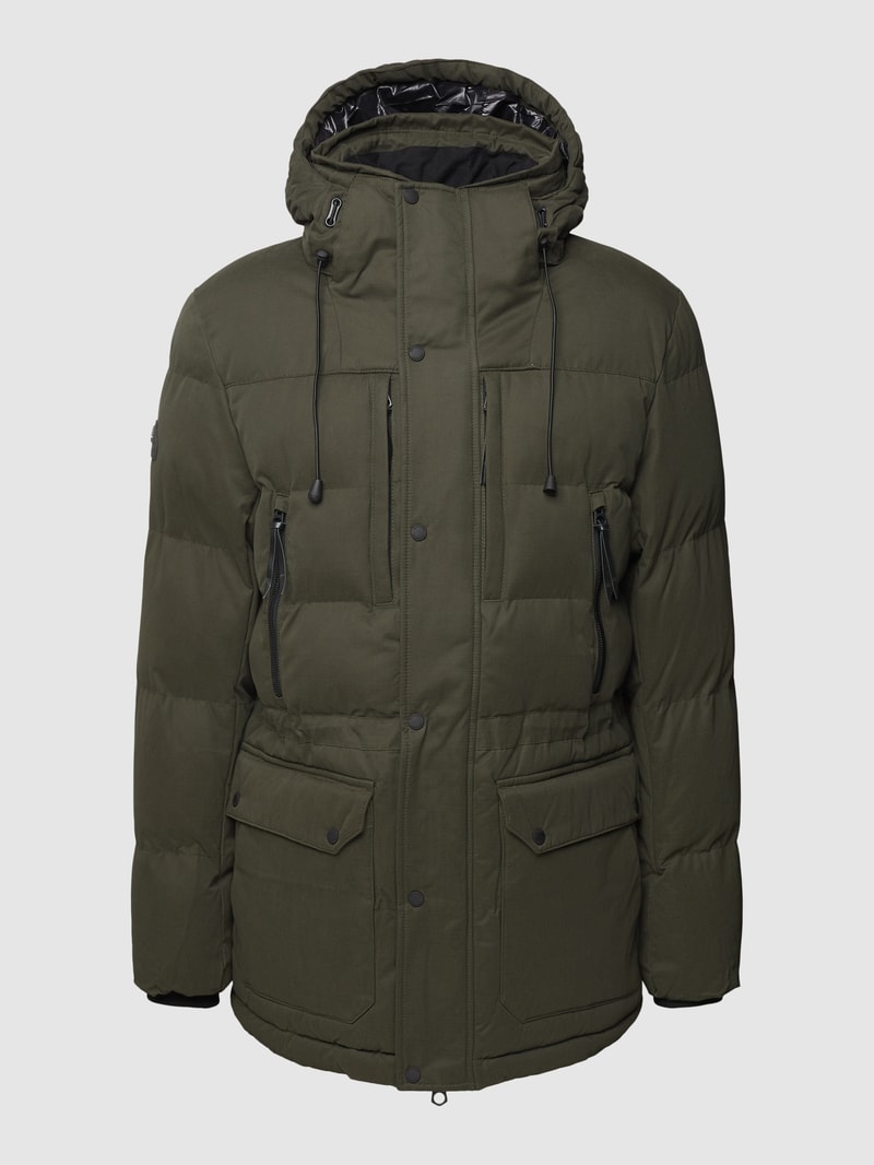 Steppjacke mit Kapuze in olivgrün