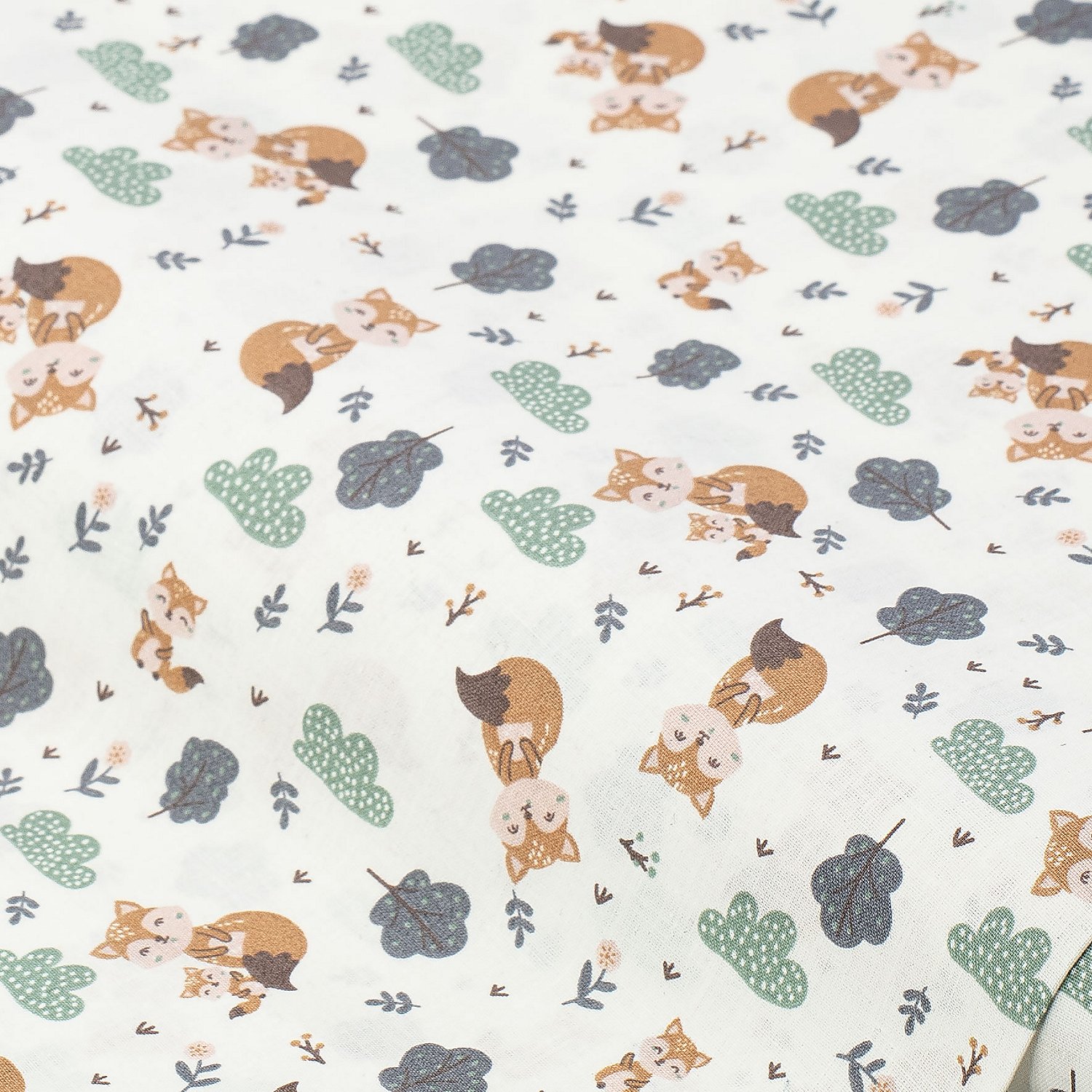 Baumwollstoff Fuchs-Mama & -Kind 
