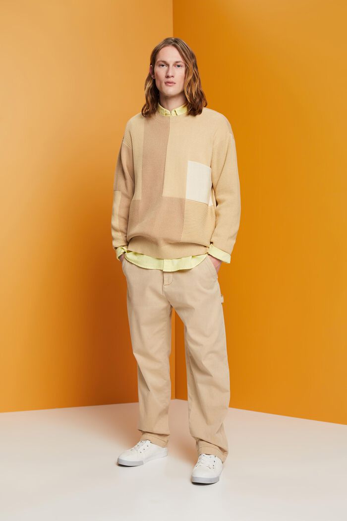 Rundhalspullover im Colorblocking-Design