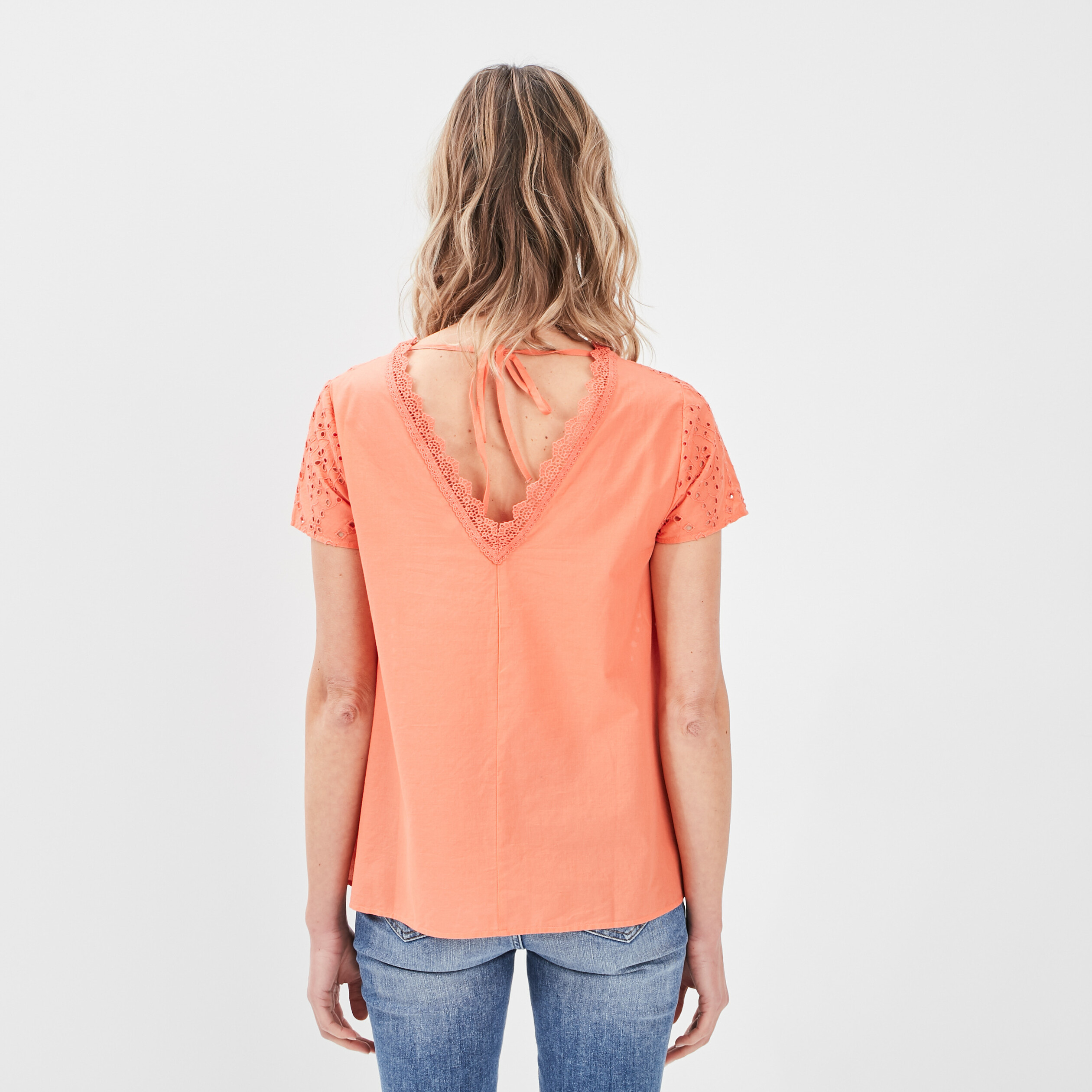 Blouse manches courtes rouge corail femme | La Halle
