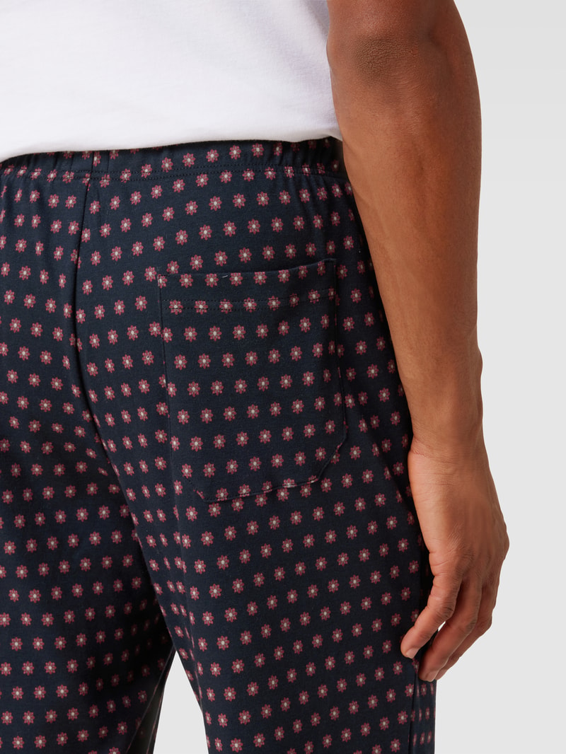 Pyjama-Hose mit floralem Muster Modell 'Mix + Relax Hose lang' in dunkelblau