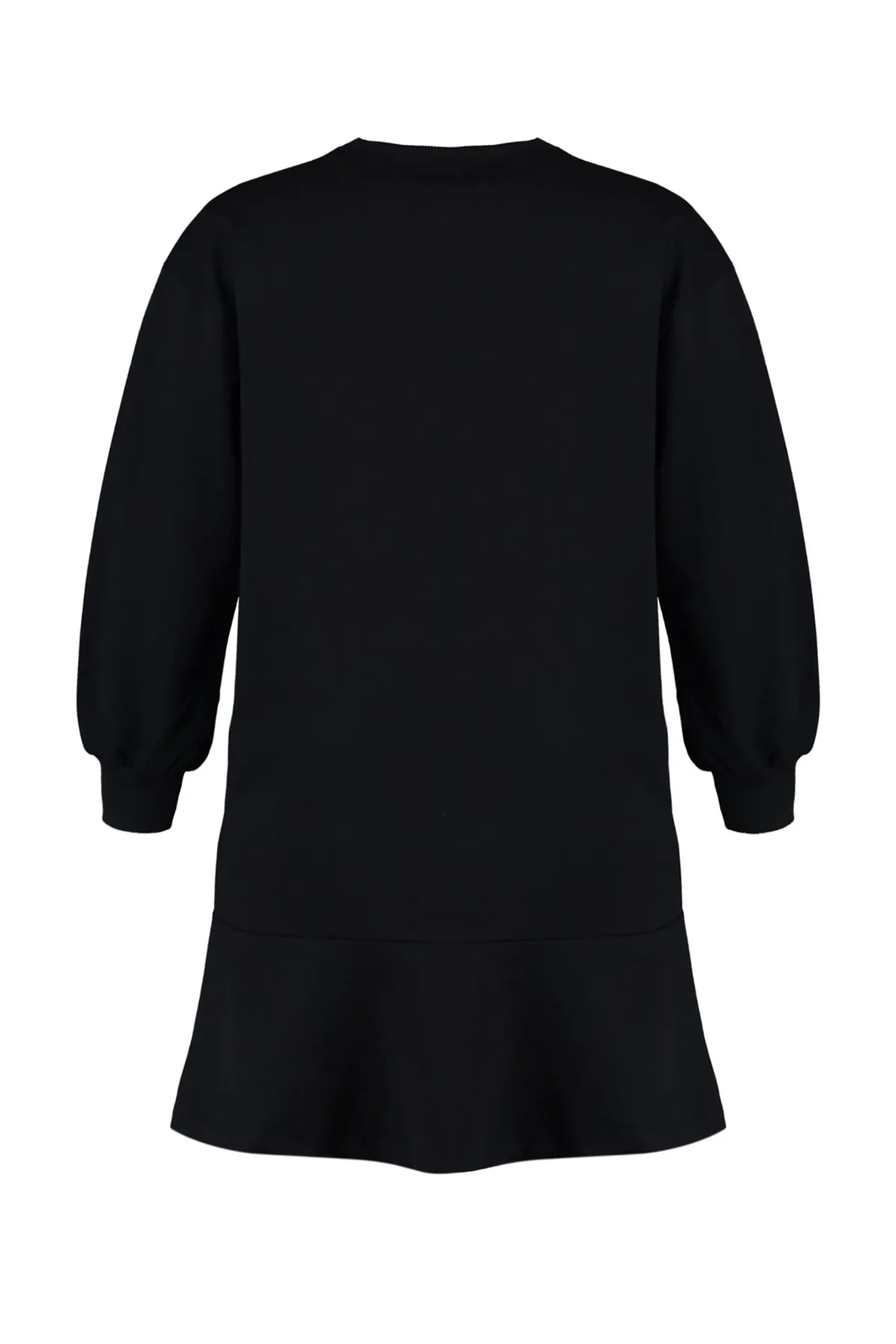 Trendyol Collection  Schwarzes Mini-Strickkleid mit Volantsaum TWOAW23EL00699