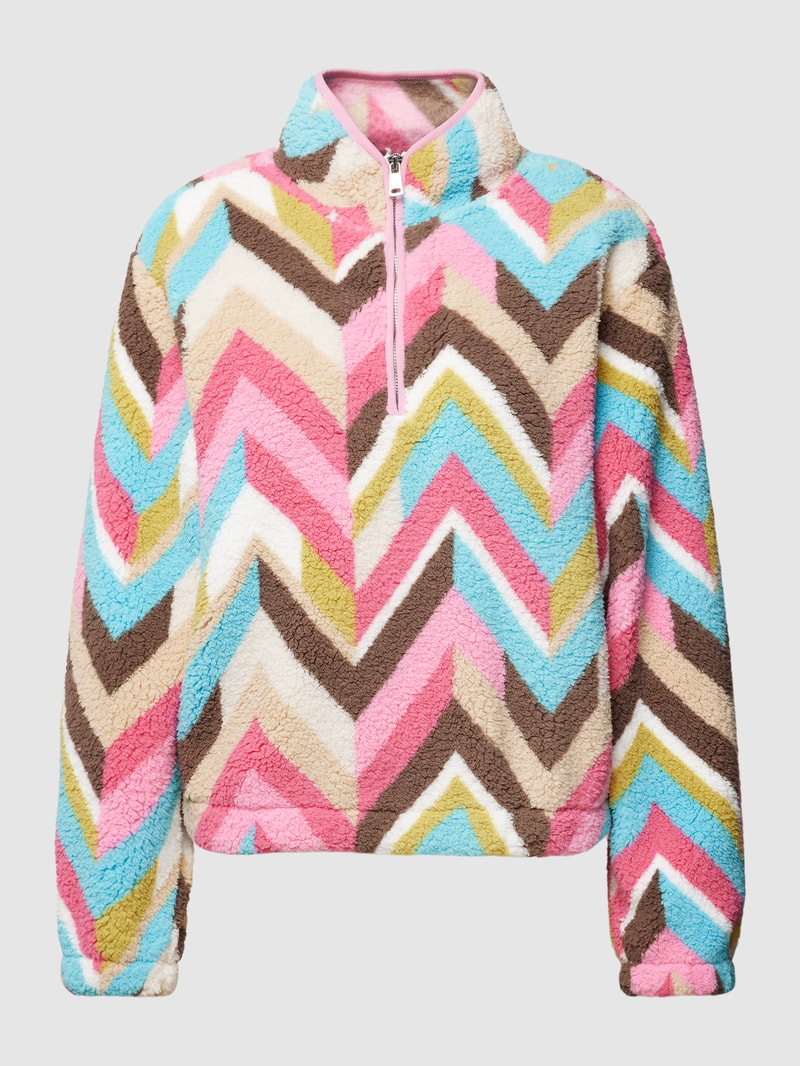 Sweatjacke mit grafischem Allover-Muster Modell 'NEW DALLAS' in pink