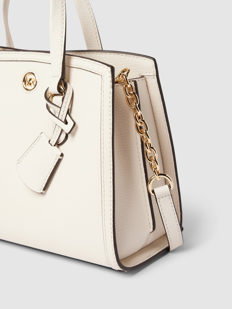 Handtasche mit Label-Applikation Modell 'CHANTAL' in ecru