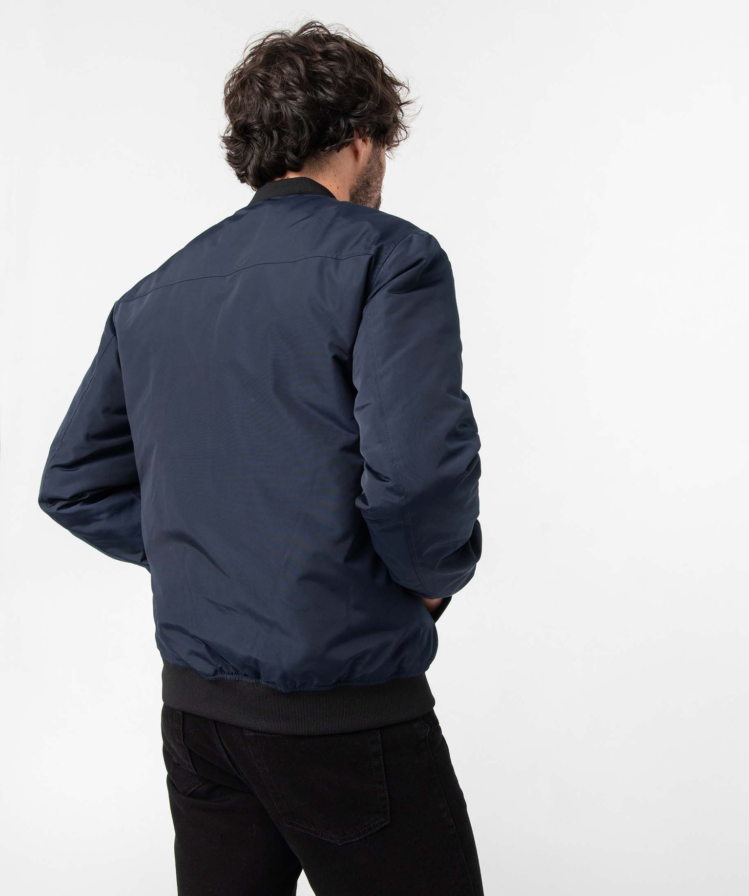 Blouson homme rembourré avec finitions bord-cte bleu fonce | GEMO