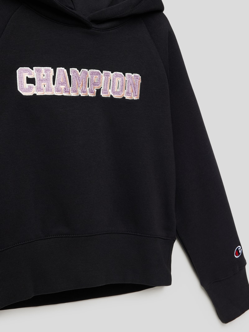 Hoodie mit Label-Stitching Modell 'Rochester' in schwarz
