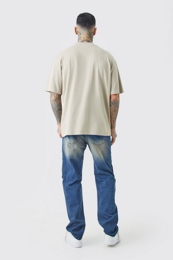 Tall lockere Jeans mit Acid-Waschung und X-Ray Print