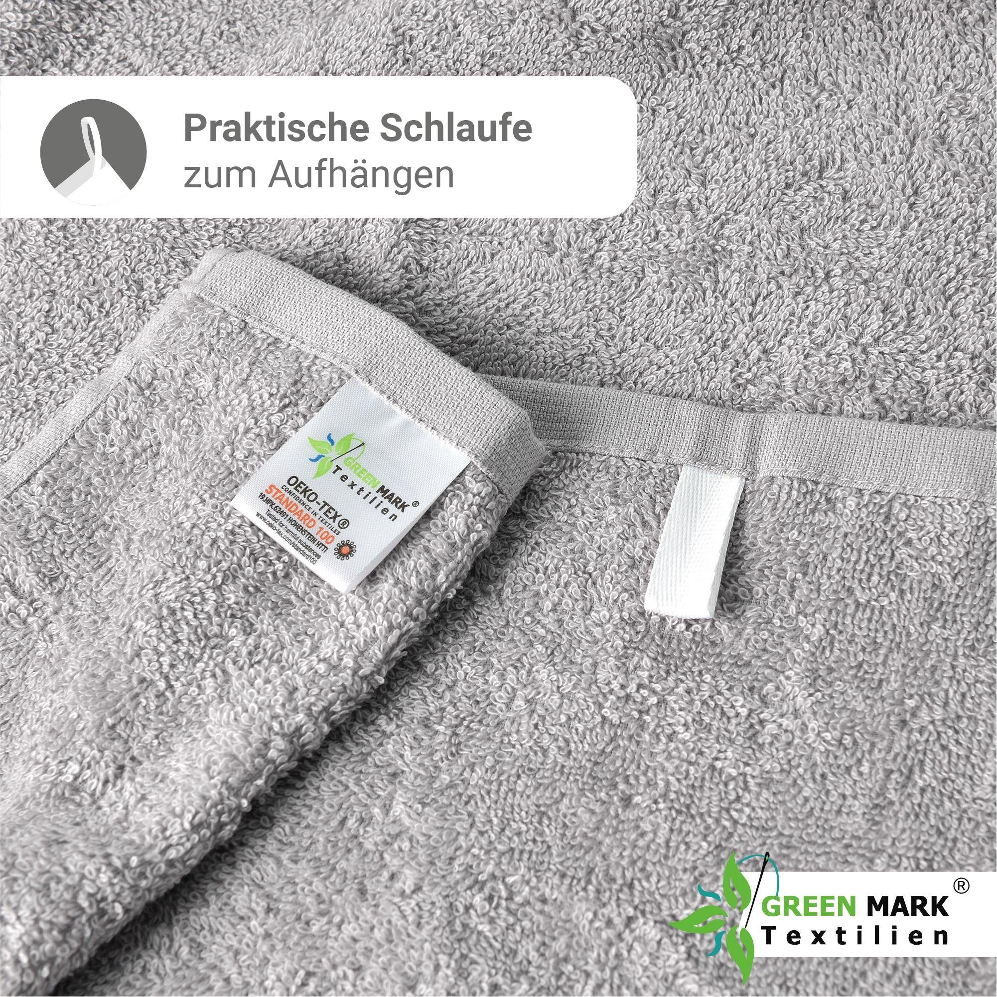 NatureMark Handtuch Set 8er Frottier Handtuch Set, 100% Baumwolle, (8-tlg), 4X Gästetücher, 2X Handtücher, 2X Duschtücher, Silber grau