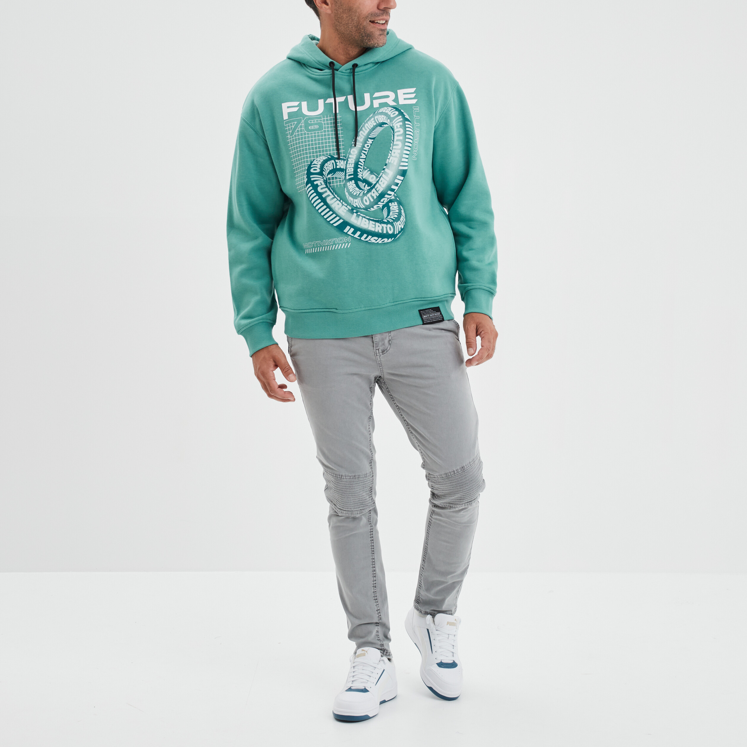 Sweat à capuche hoodie Liberto bleu turquoise homme | La Halle