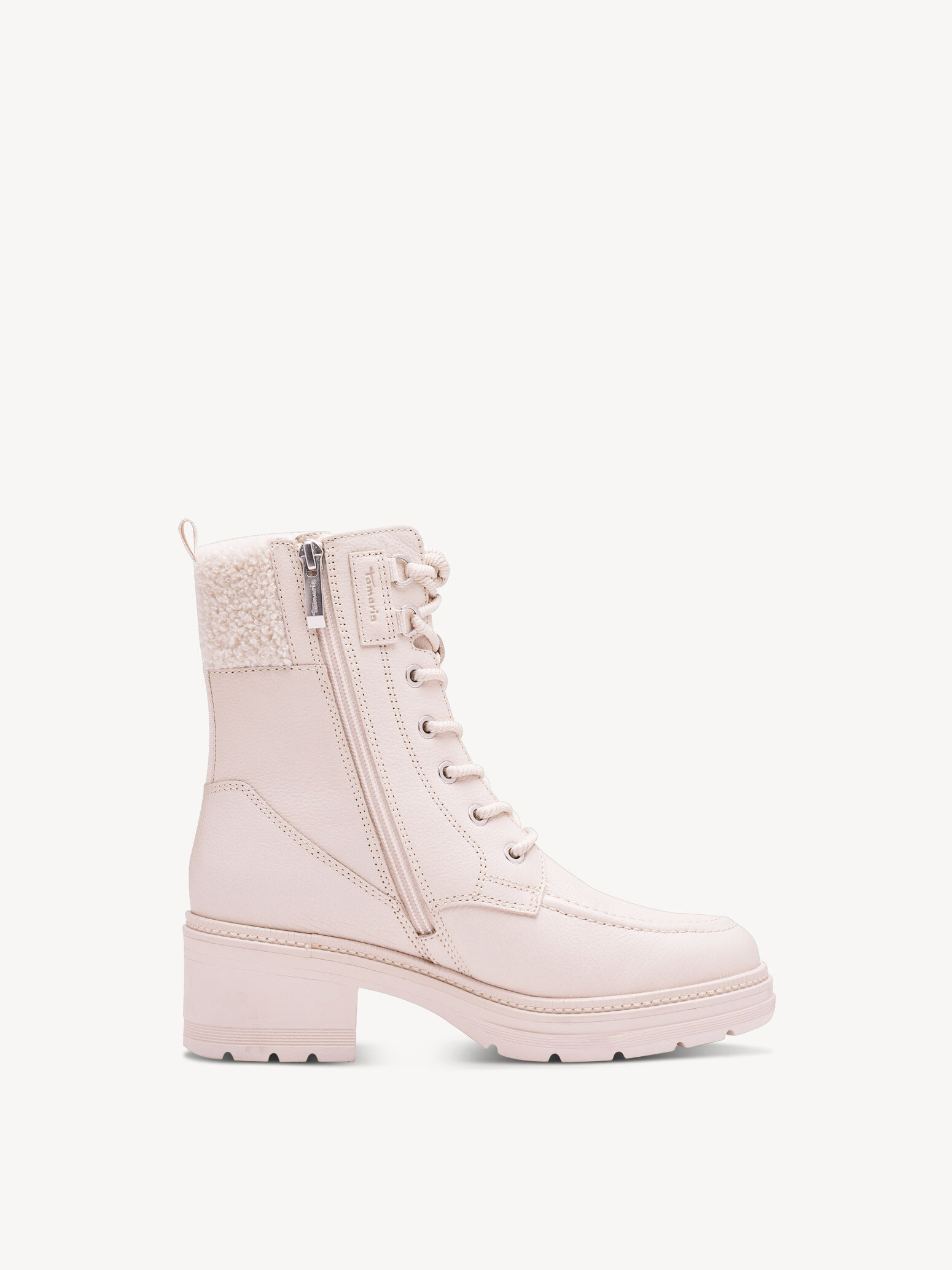 Bottine en cuir - beige doublure chaude