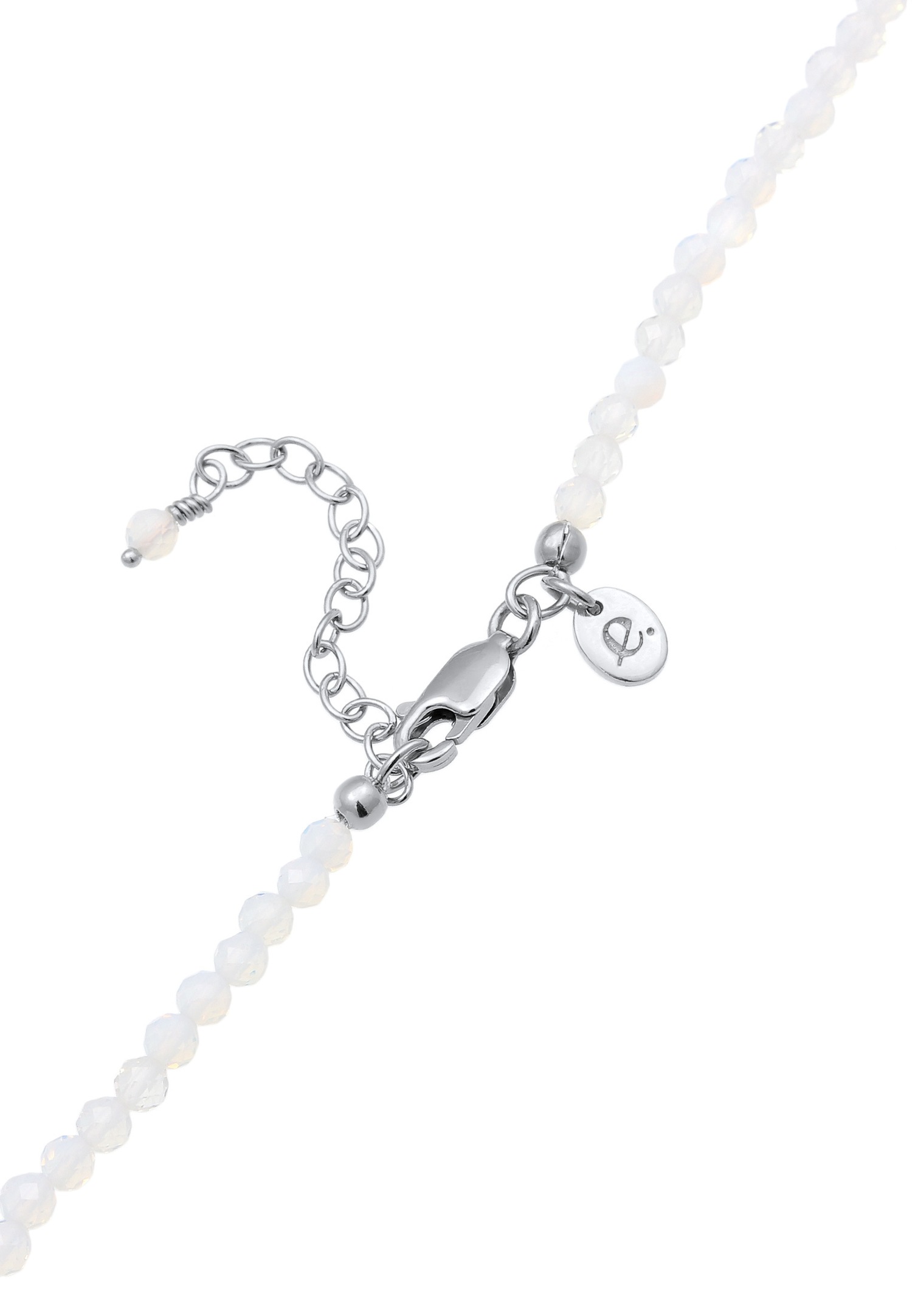 Elli PREMIUM Ženska ogrlica Bijeli mjesečev kamen Perle 925 Sterling srebro Zabava / Nova godina 38 cm