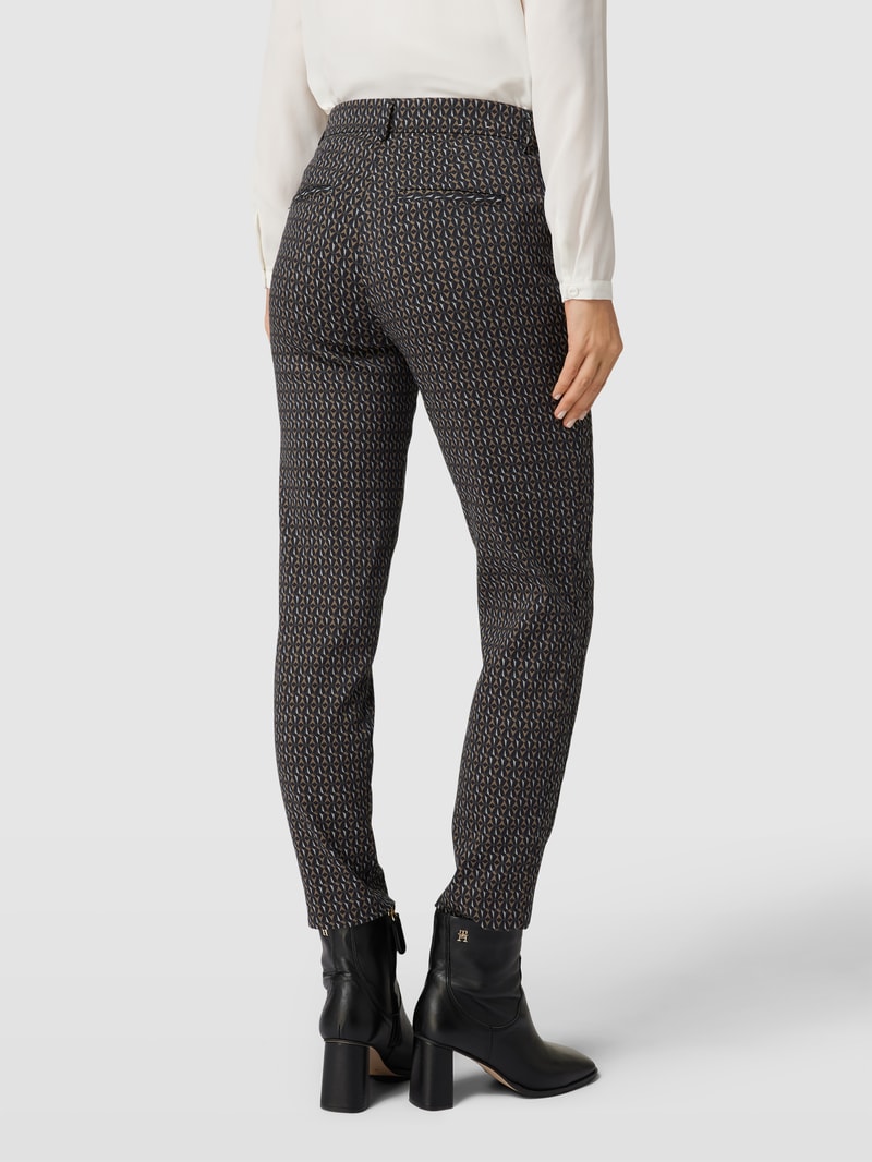Stoffhose in verkürztem Design mit Allover-Muster in olivgrün