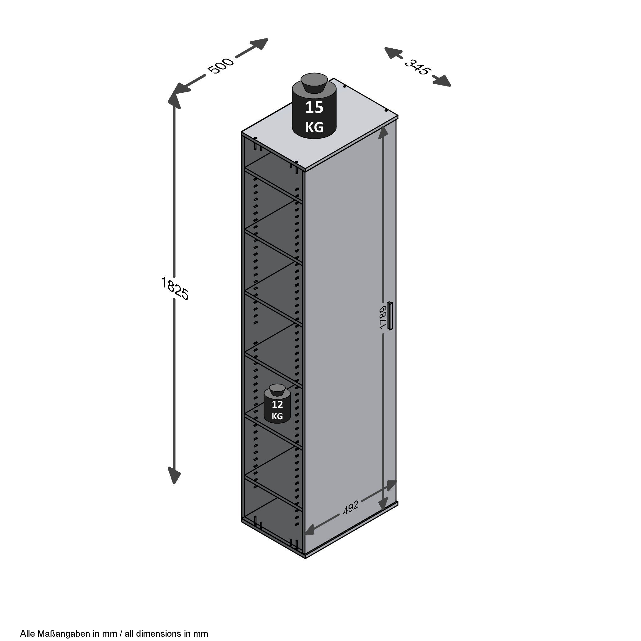 FMD Mehrzweckschrank Inca 1 Garderobenschrank, Breite 50 cm, Höhe 184 cm