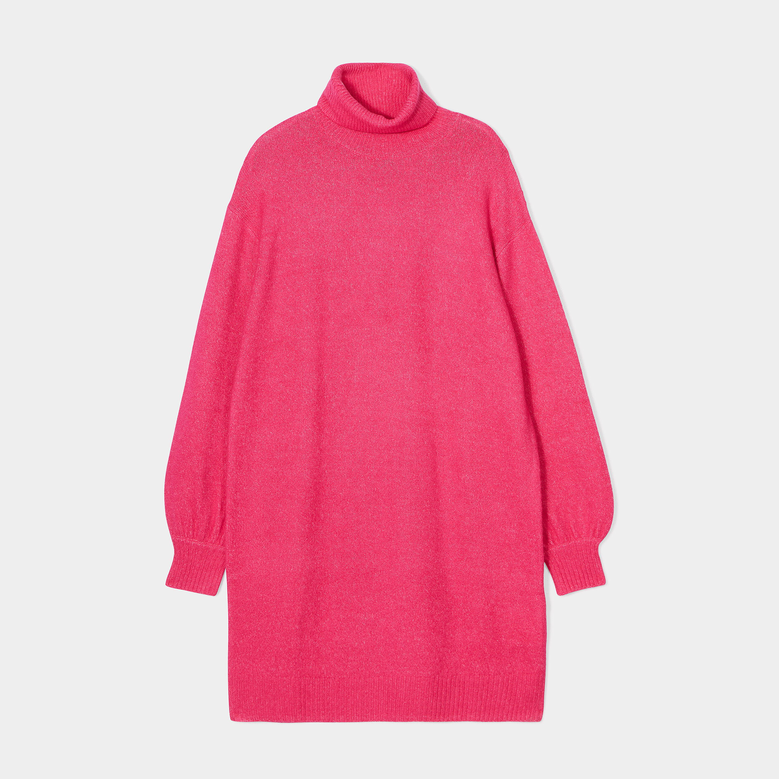 Robe pull col roulé courte droite rose fushia femme | La Halle