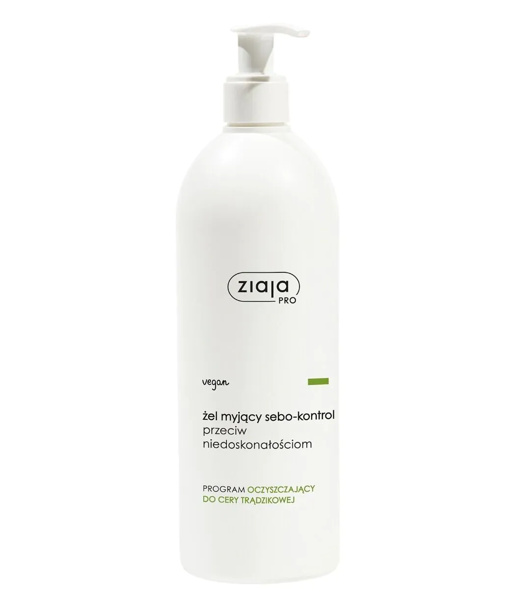 Ziaja PRO Green Sebo-Kontrol valomasis gelis nuo odos netobulumų, 500 ml