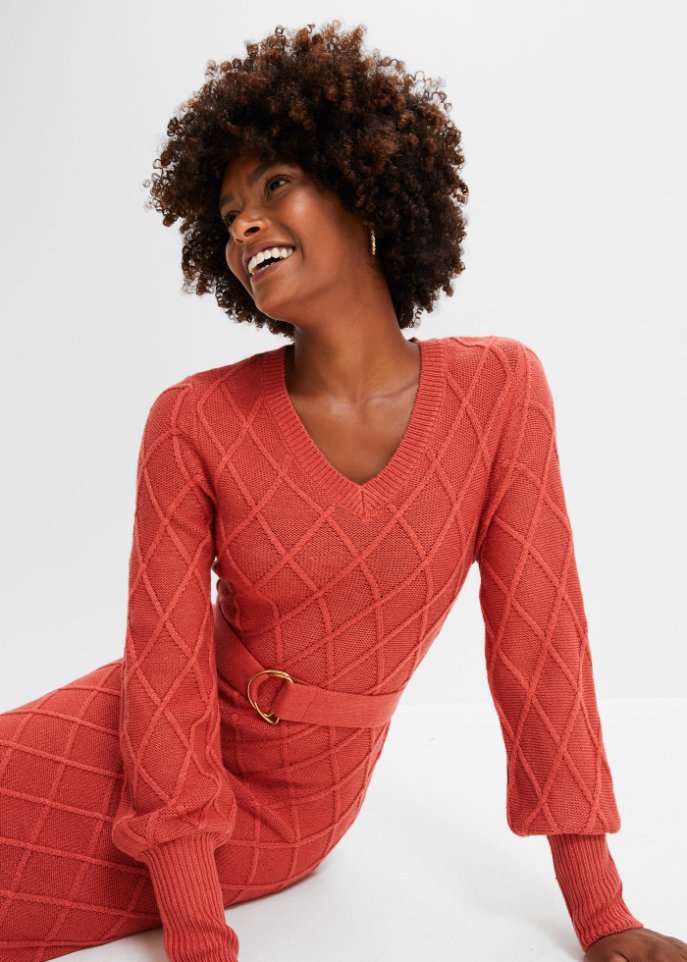 Strickkleid mit Gürtel
