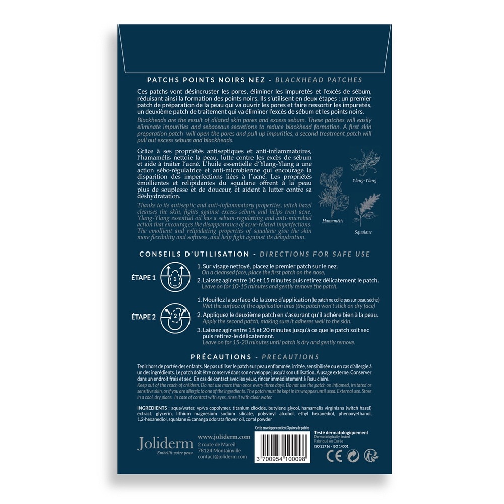 joliderm Patchs points noirs nez homme Patchs