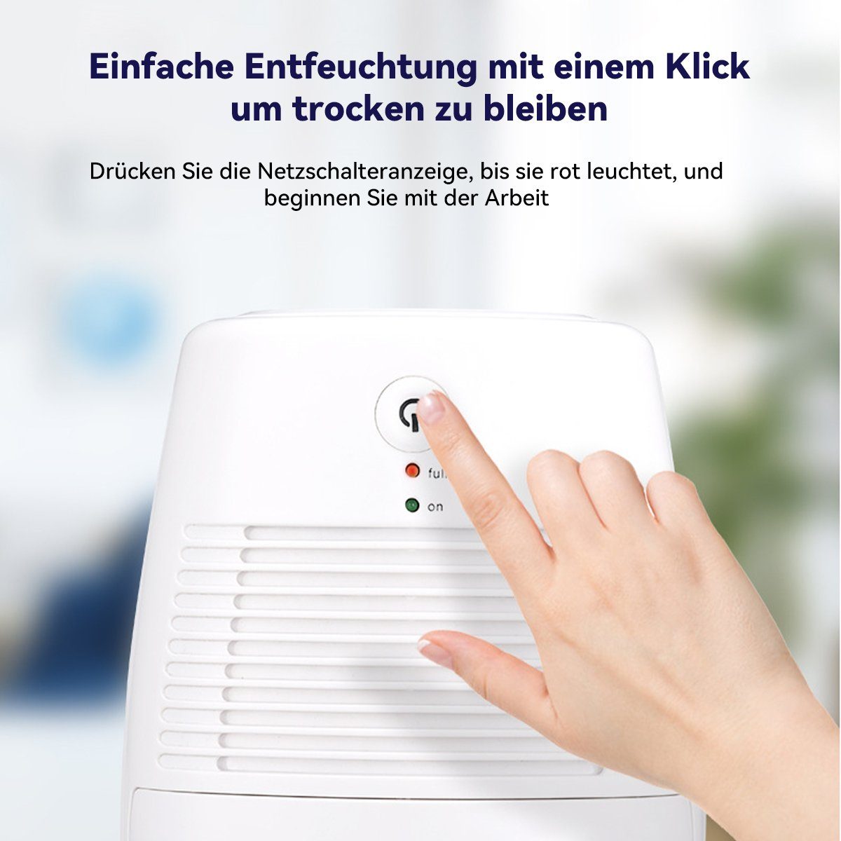 Hikeren Luftentfeuchter 23W Entfeuchter,250ml/Tag,bis 15m²,500ml,Schimmelfest,Luftreiniger, Entfeuchtung 0,25 l/Tag