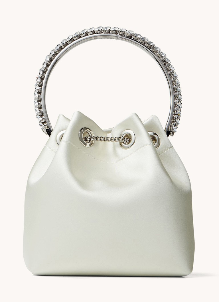 Jimmy Choo Bon Bon satīna rokassoma ar rhinestones elementiem