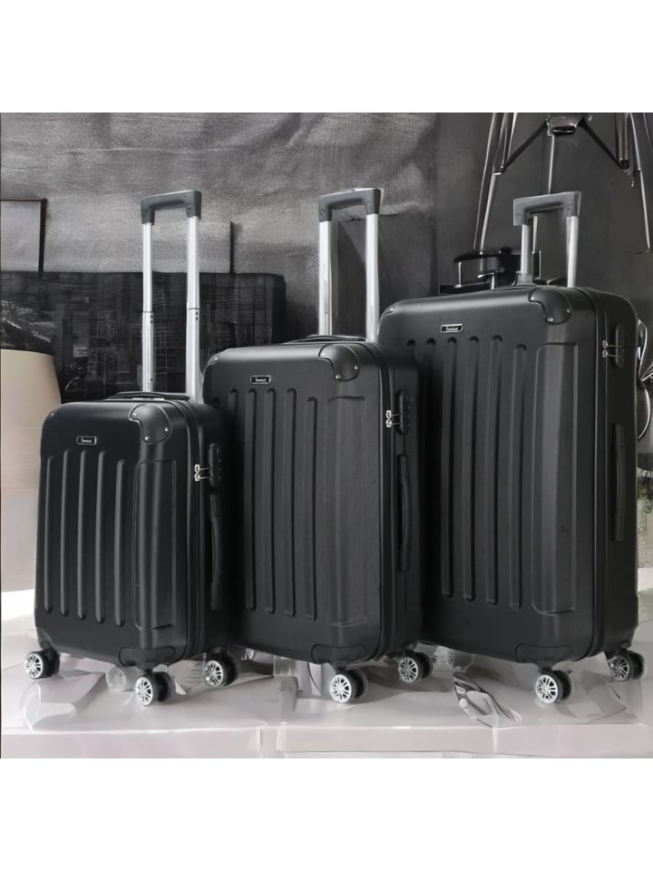 COFI 1453 Reisekoffer Koffer 3 tlg Hartschale Trolley Set in Schwarz günstig kaufen onesize