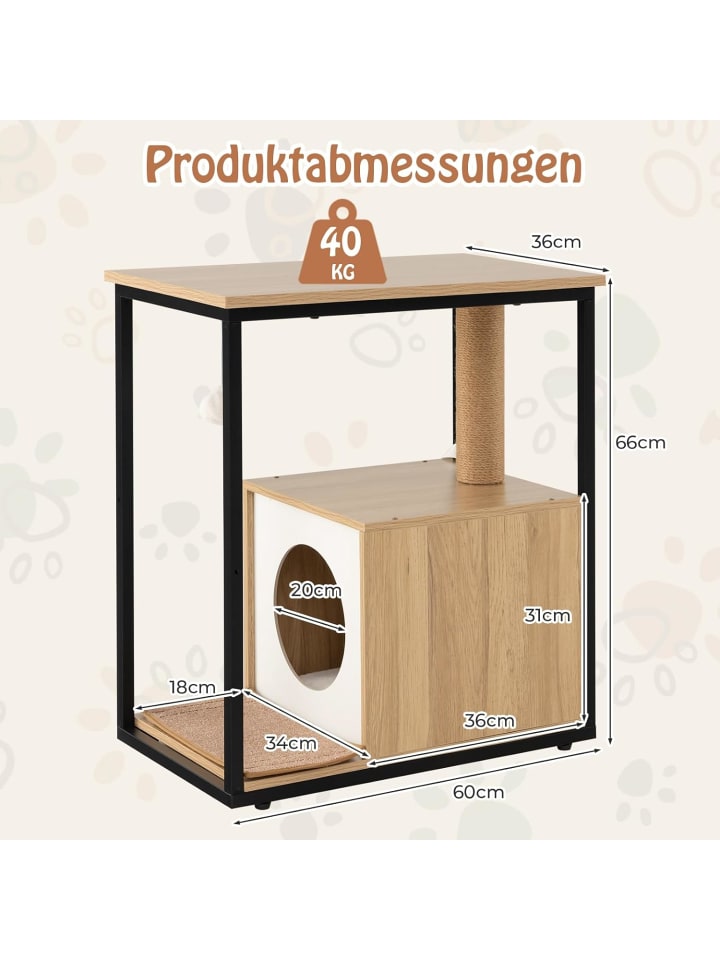 COSTWAY 3 in 1 Katzenhaus Beistelltisch in Beige günstig kaufen onesize