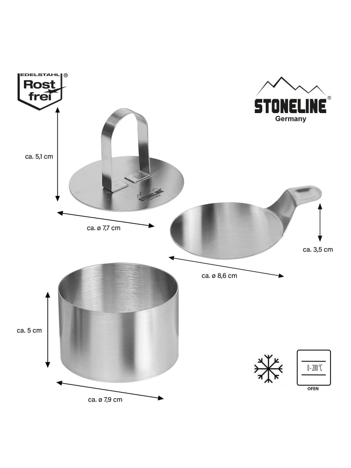 Stoneline Dessertringe & Speiseringe Set, 8-tlg., Edelstahl, rund in Edelstahl günstig kaufen onesize