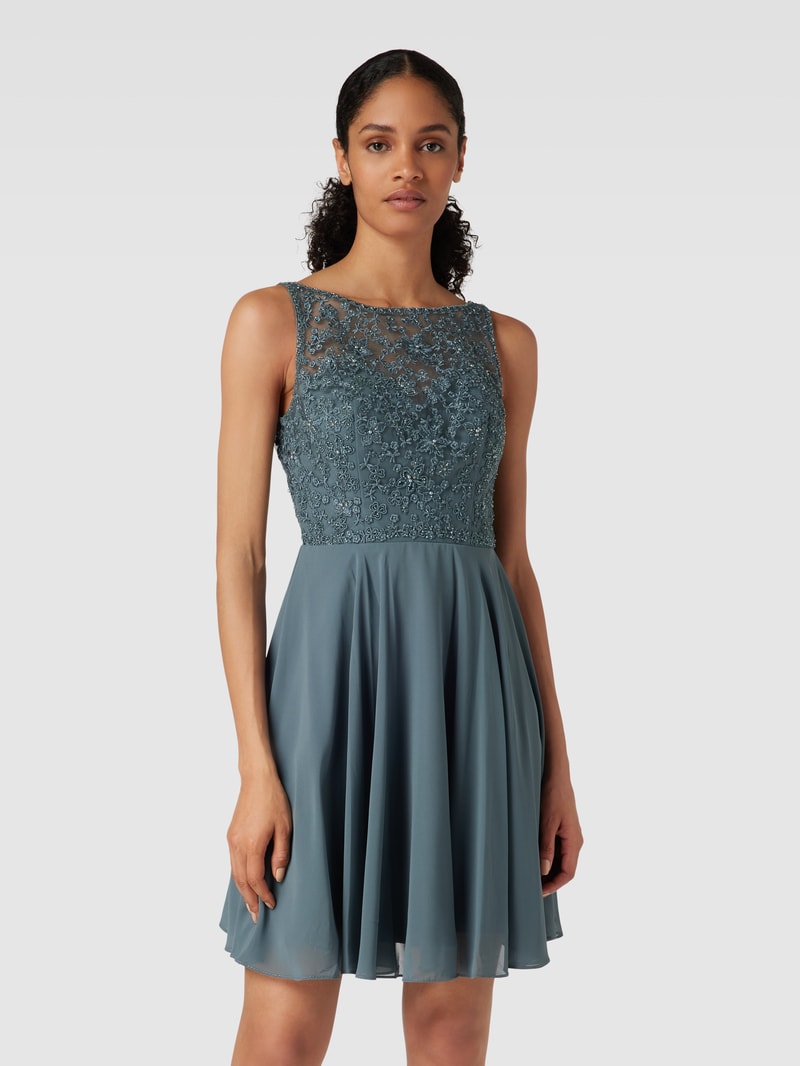 Cocktailkleid in Minilänge mit floraler Spitze in grün