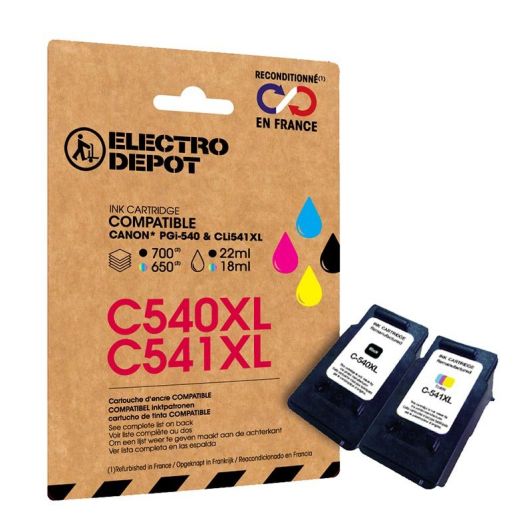 Cartuș de cerneală compatibil ELECTRO DEPOT Canon C540/541 pachet XL negru și colorat