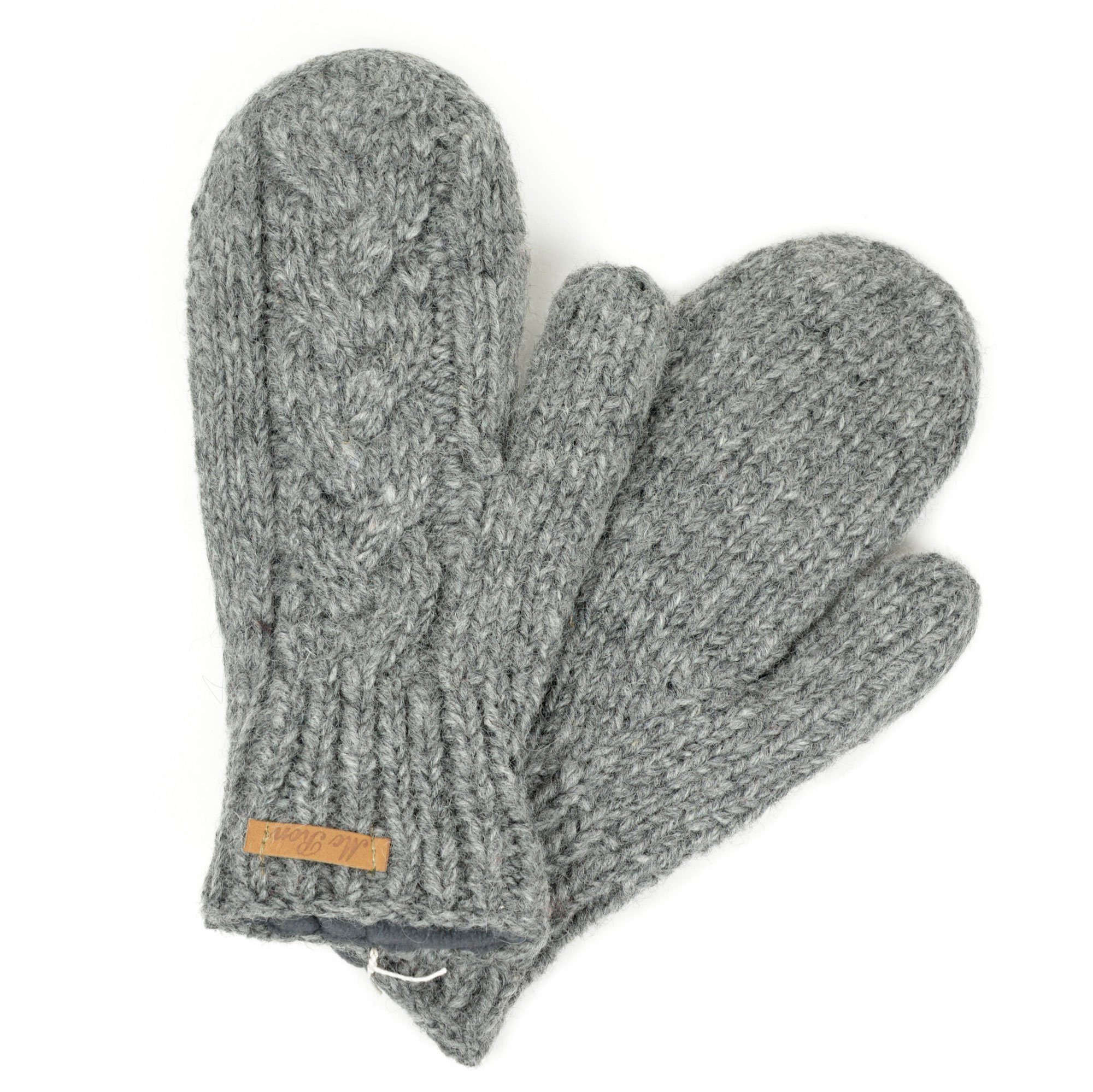 McRon Strickhandschuhe Fäustlinge Modell Clara mit Fleece gefüttert, hoher Schurwollanteil