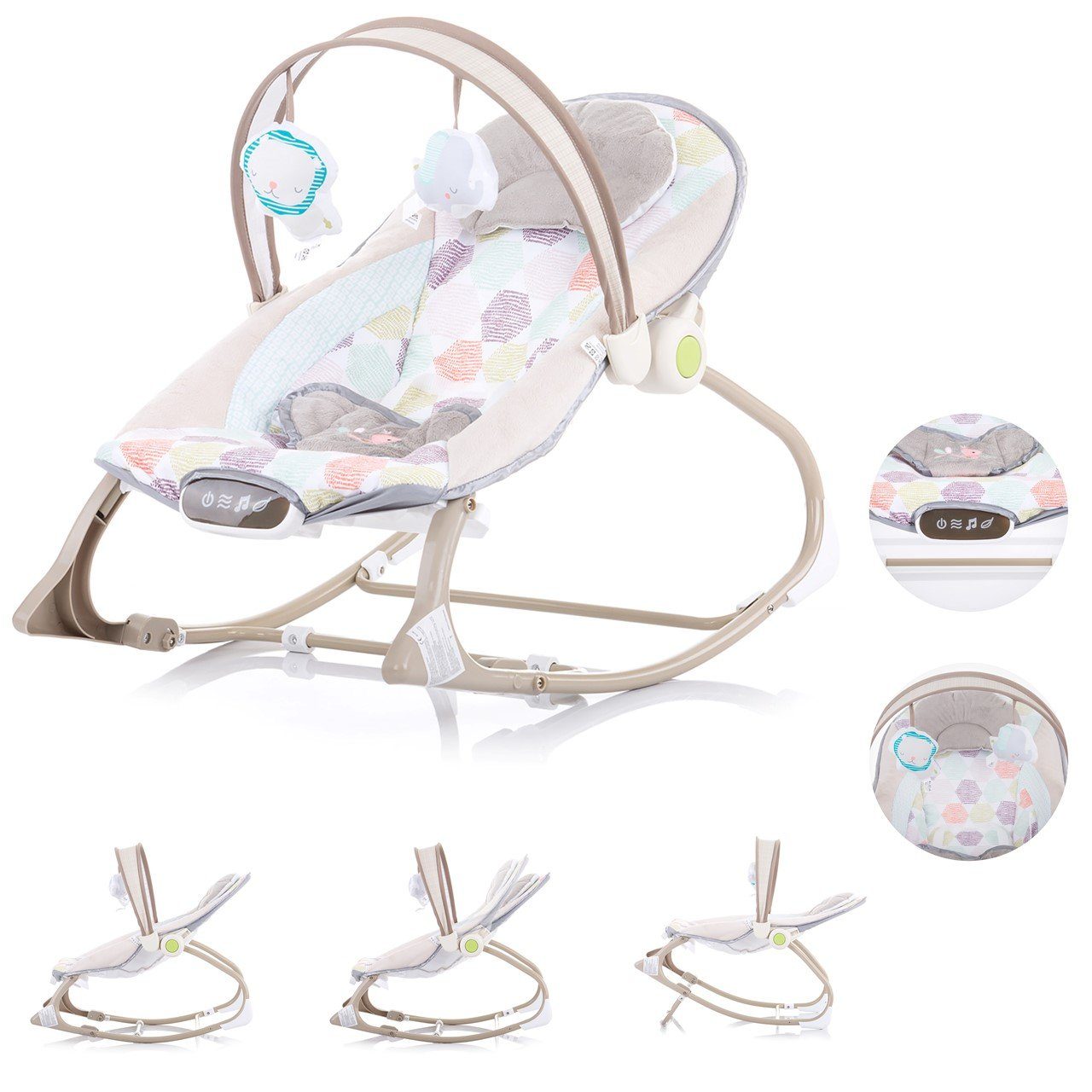 Chipolino Babywippe Babywippe Dolce, Musikfunktion Vibration, Naturgeräusche, Spielbogen