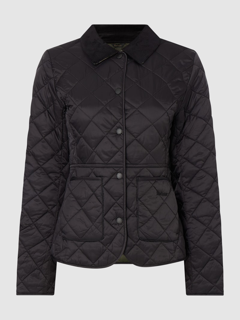Steppjacke mit Cordkragen Modell 'Deveron' in schwarz