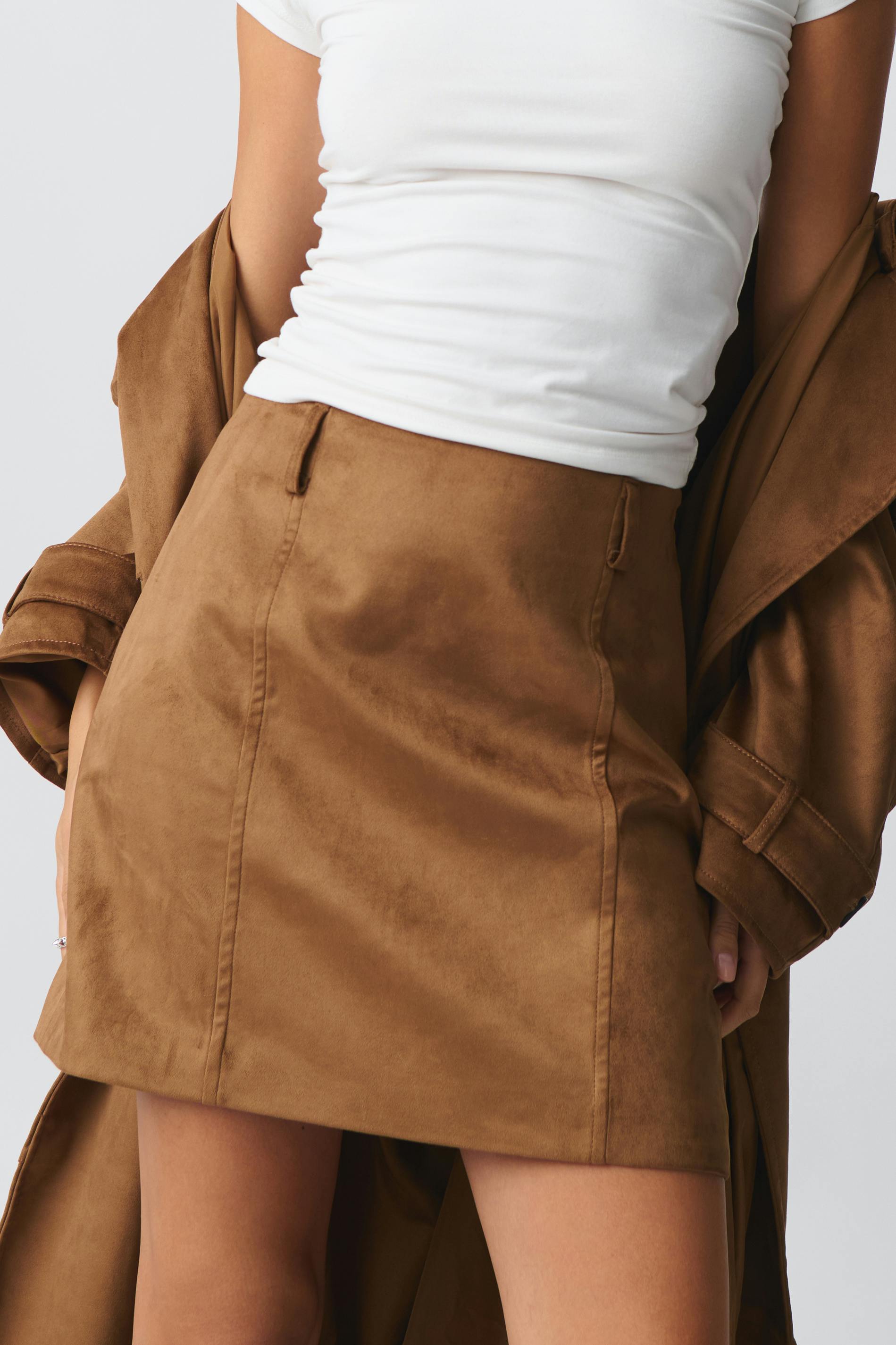 Faux mini suede skirt